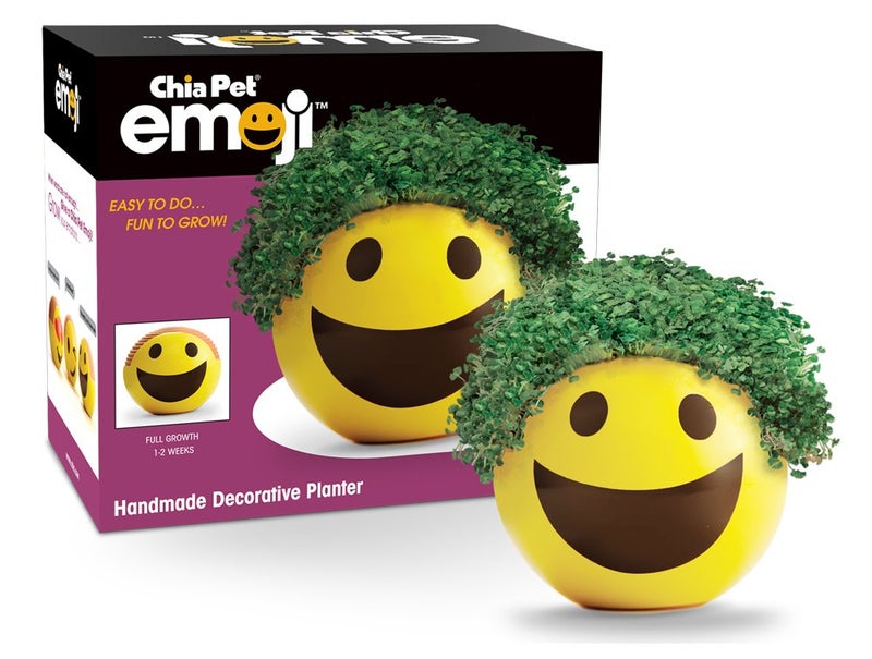 Chia Pet Emoji Smiley with Seed Pack, Decorative Pottery Planter, Easy to Do and Fun to Grow, Novelty Gift, Perfect for Any Occasion - Image 1